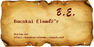 Bacskai Elemér névjegykártya
